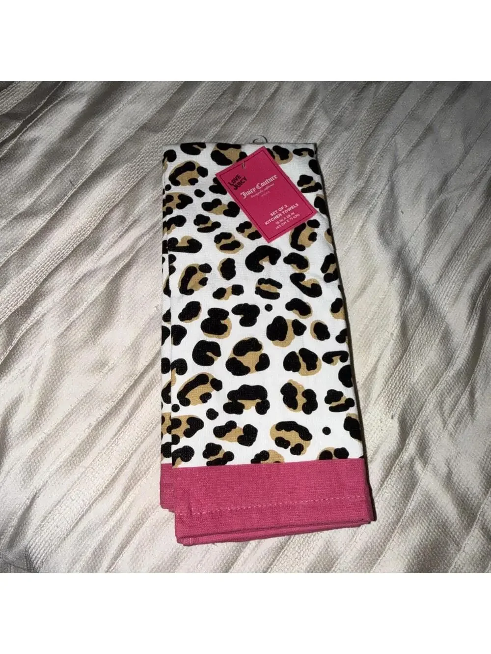 Juicy Couture Leopard Print Cotton Kitchen Towels Set of 2, 18 x 28 in